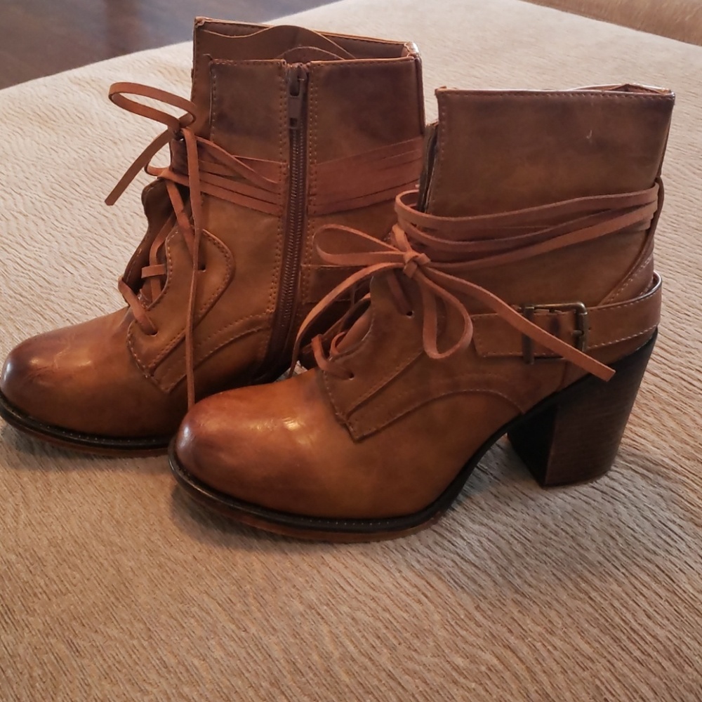 Leather ankle booties